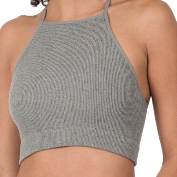 Zenana Outfitters Tops - ZENANA Ribbed Seamless Cropped Cami Top